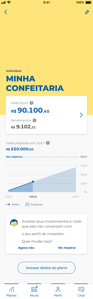 Extrato individual do plano de previdência na plataforma Brasilprev