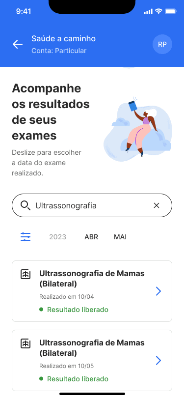 Exames acessíveis no App Particular do Hospital Sírio-Libanês
