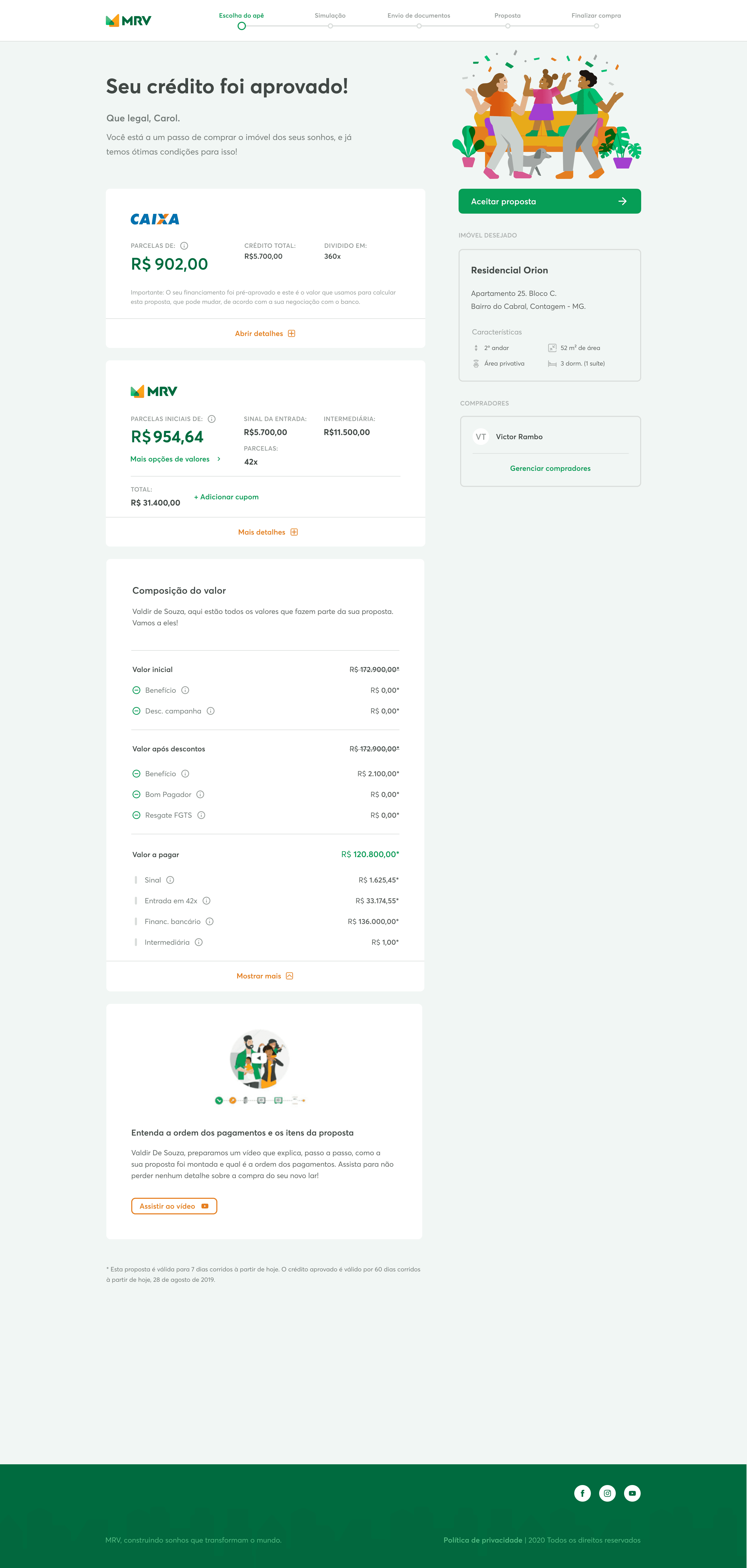 Proposta aprovada na plataforma MRV